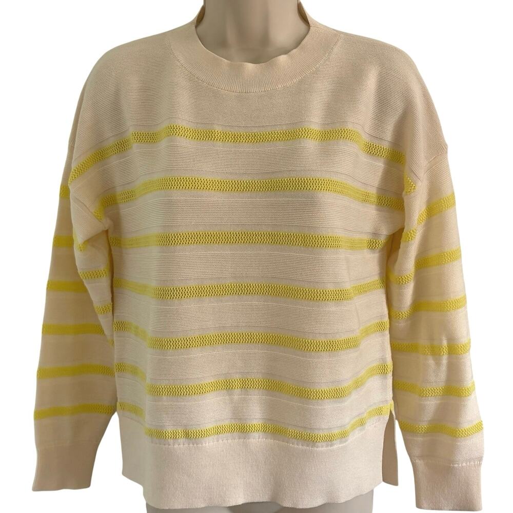 Comptoir Des Cotonniers Sweater Soft Wool Size EU XS or 0 to 2 Stripe Yellow